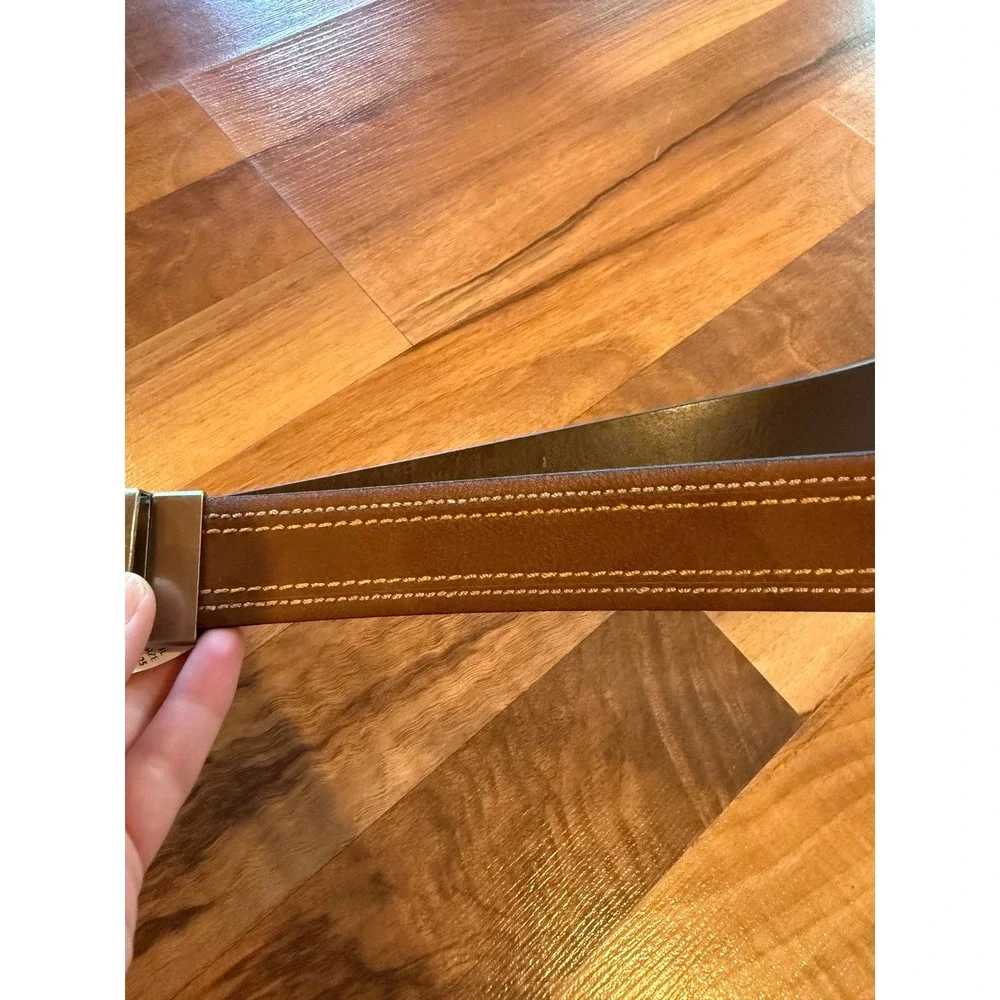 Columbia Reversible Belt Men XL 42-44 Tan Brown New Leather Swivel Buckle office